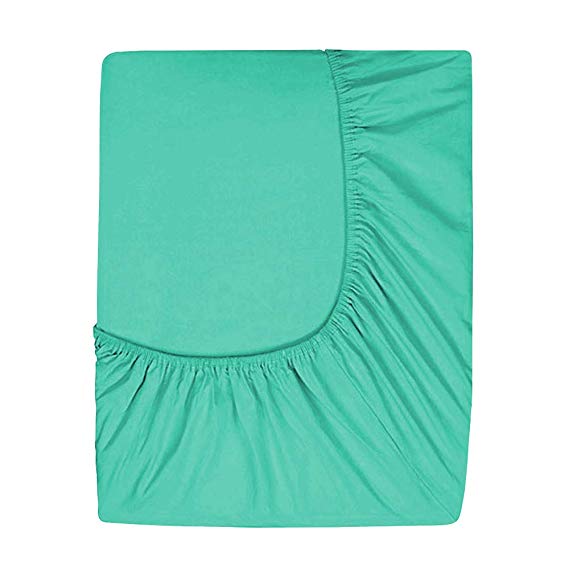 Prime Deep Pocket Fitted Sheet - Brushed Velvety Microfiber - Breathable, Extra Soft and Comfortable - Winkle, Fade, Stain Resistant (Turquoise, Queen)
