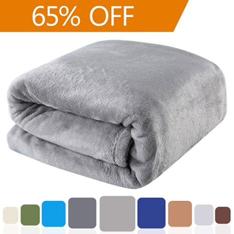 Balichun Luxury Fleece Blanket Super Soft Warm Fuzzy Lightweight Couch Throw Blankets/Travel Blanket(50"x61", Grey)