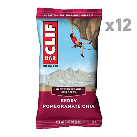 CLIF BAR - Energy Bar - Berry Pomegranate Chia - (2.4 Ounce Protein Bar, 12 Count)