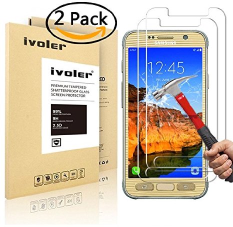 [2 Pack] Galaxy S7 Active Screen Protector- iVoler® [0.2mm 9H Hardness] Tempered Glass Screen Protector for Samsung Galaxy S7 Active- Anti-Scratch, Anti-Fingerprint, Bubble Free- Lifetime Warranty