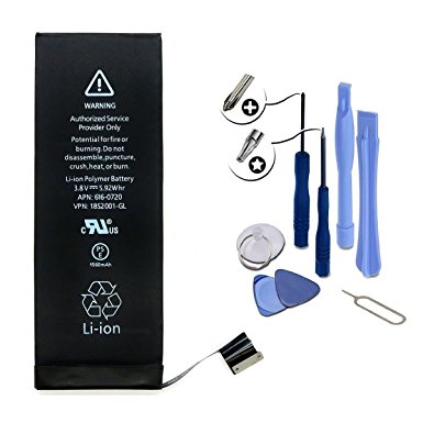 All Power Zero Cycle 3.8V 1560mAh Li-ion for Apple iPhone 5S 5C Replacement Battery Kit with Tools