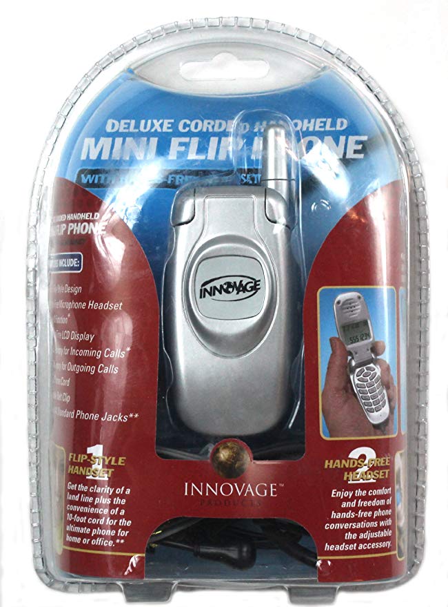 Innovage Mini Corded Home Flip Phone w/ Caller ID & Headset