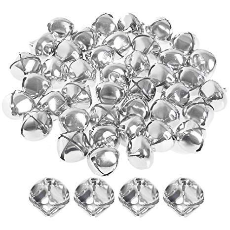 kuou 40 Pieces Jingle Bells, 25mm Craft Bells Musical Jingle Sleigh Bells for Festival Christmas Decorations DIY Jewelry Craft Making Silver