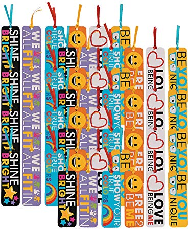 Fun Express Be You Laminated Bookmarks | 48 Count | Great for Birthday Parties, Classroom Rewards, Favors, and Prizes