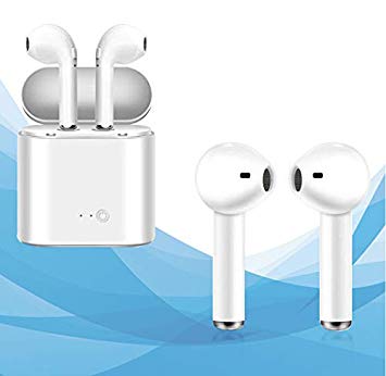 Bluetooth Headphone,Wireless Sports Earbuds Stereo in-Ear Earphones Noise Cancelling Mini Headsets 2 Built-in Mic Earphone Charging Case Andorid iOS Most Smartphones Earpieces - White
