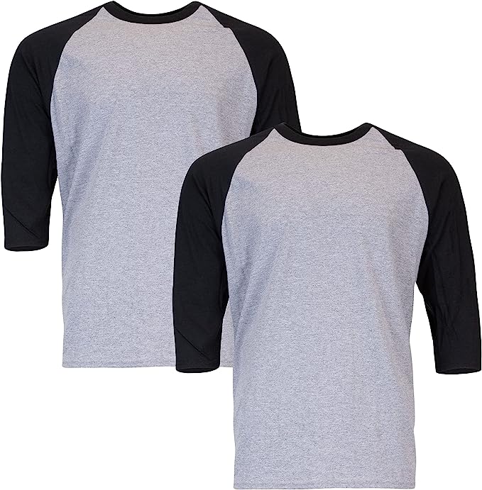 Gildan Mens Heavy Cotton 3/4 Raglan T-Shirt, Style G5700, 2-Pack
