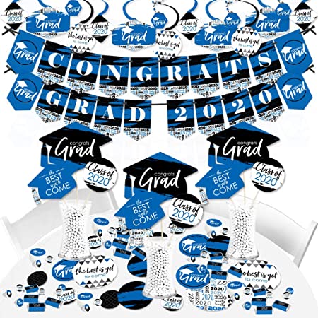 Big Dot of Happiness Blue Grad - Best is Yet to Come - 2020 Royal Blue Graduation Party Supplies - Banner Decoration Kit - Fundle Bundle
