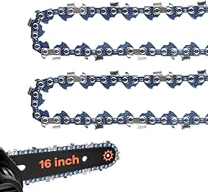 Vastar 2 Pack 16 Inch Chainsaw Chain, 3/8" LP Pitch .050'' Gauge 56 Drive Links for All 16 Inch Chainsaws Chain, Saw Chains for Wood Cutting Pruning Trees