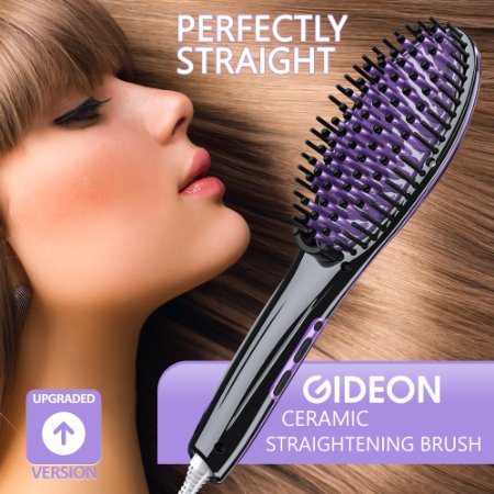 Gideon™ Heated Hair Brush Straightener - Amazing and Innovative Hair Straightener / Achieve Salon Quality Straight Hair in Minutes [UPGRADED VERSION]
