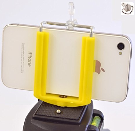 Cell Phone Tripod Adapter - iPhone Tripod Mount – SE 6 6S Plus 5 5S 5C 4 4s Clip Holder Connector Head Smartphone Attachment Samsung Galaxy S7 S6 S5 S4 S3 S2 - DaVoice (Yellow)