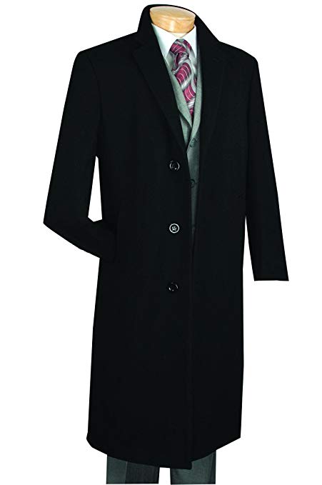 Vinci Men's 3 Botton Single Breated Cashmere Wool Overcoat CL48-1