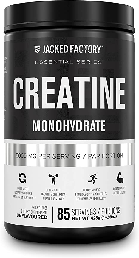 Jacked Factory Creatine Monohydrate Powder 5g - Premium Creatine Supplement for Muscle Growth, Increased Strength, Enhanced Energy Output and Improved Athletic Performance - 85 Servings, Unflavored