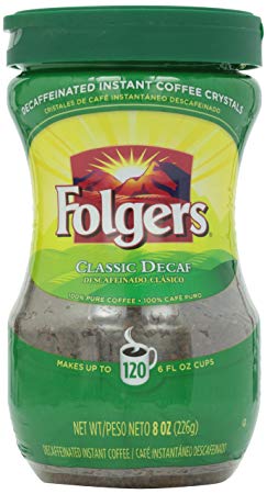 Folgers Classic Roast Instant Decaffeinated Coffee (Medium), 8 oz