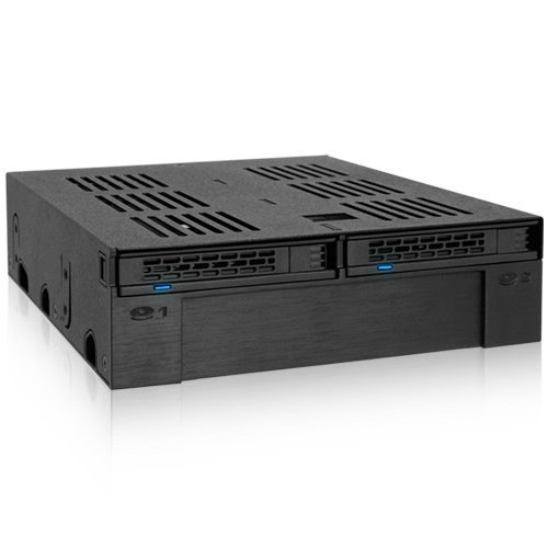 ICY DOCK ExpressCage MB322SP-B 2 x 2.5" SATA/SAS HDD/SSD to 5.25" Mobile Rack w/ 3.5" HDD/Device Slot