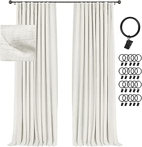 INOVADAY 100% Blackout Curtains 2 Panels Set, Thermal Insulated Full Light Blocking Drapes Window Curtain Panels for Bedroom Living Room-W50 x L84, Off White