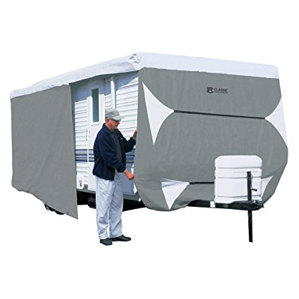 Classic Accessories OverDrive PolyPRO 3 Deluxe Travel Trailer Cover or Toy Hauler Cover, Fits 24' - 27' RVs - Max Weather Protection with 3-Ply Poly Fabric Roof Travel Trailer Cover (73463)