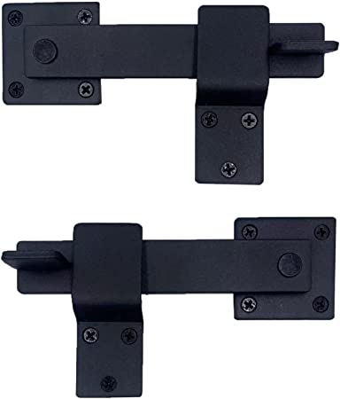 Fpz-bd 1 Pcs Heavy Duty 5.5" Wrought Iron Door Latch, Solid Metal Flip Latch Lock for Wooden Barn Door/Fences Add More Security and Privacy (Black)