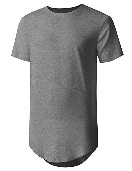Hat and Beyond Mens Basic Hipster T Shirts Hip Hop Soft Longline Tee