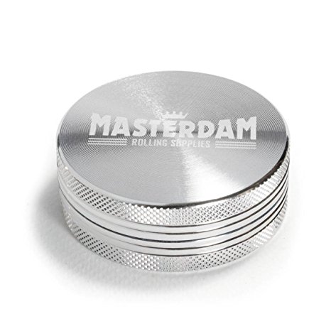 Masterdam Grinders 2-Piece Anodized Aluminum Herb Grinder - Standard 2.2-Inch Silver