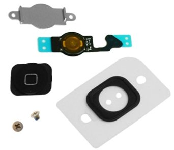 EShine(TM) Iphone 5 home button replacement key cap   Flex Cable   Rubber Gasket   Metal Piece for Iphone 5 5G Black