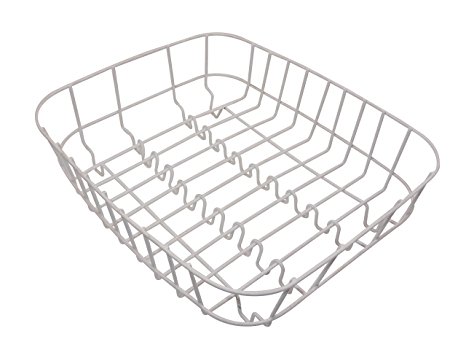 Heavy Duty Stainless Steel Rectangle 2 in 1 Dish Drainer / Rinsing Basket (Fit all most all Round / Rectangular Domestic & Commercial Sinks) (White)
