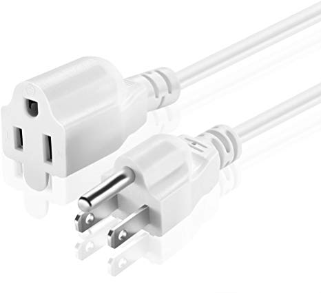 TNP Universal Power Extension Cord Cable Strip (10FT) - NEMA 5-15R to NEMA 5-15P Wire Connector Socket Plug Jack Outlet Power Strip Liberator Space Port Saver Extender - White