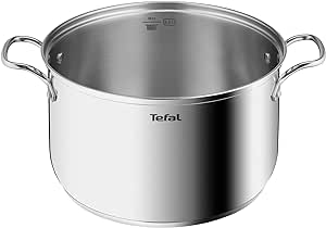 Tefal Intuition XL Large Cooking Pot Stainless Steel 26 cm/6.5 L, Induction, 5 Year Warranty, Premium 18/10 Stainless Steel, Size XL, Sturdy Handles, Glass Lid B8646304