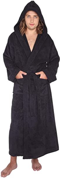 Hooded Bathrobe Full Length for Women's Men's 100% Cotton Terry Towelling Dressing Gown Ankle Length for Spa Gym Hotel Fluffy Comfort Wrap Highly Absorbent House Coat