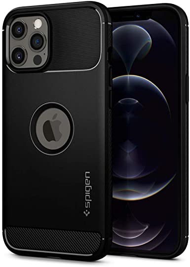 Spigen Rugged Armor Works with Apple iPhone 12 Pro Max Case (2020) - Matte Black