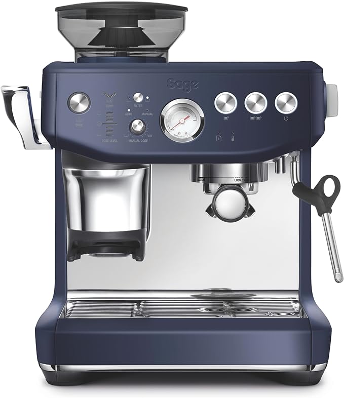 Breville the Barista Express Impress Espresso Machine, Damson Blue, BES876DBL, Large