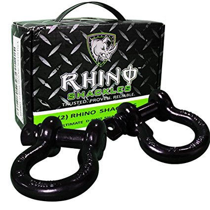 Rhino USA 3/4" D Ring Shackles (2 Pack) 41,850lb Break Strength - Shackle For Vehicle Recovery, Hauling, Stump Removal & Much More - Best Offroad Towing Accessory for Jeeps & Trucks!