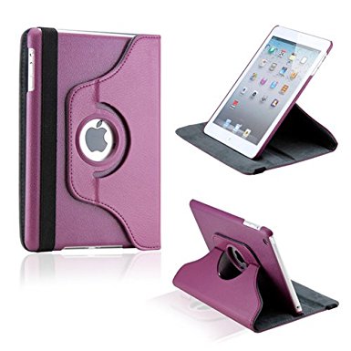 Gearonic TM 360 Degree Rotating Stand Smart Cover PU Leather Swivel Case for Apple iPad Mini and 2013 iPad Mini with Retina Display (Wake/sleep Function) - Purple