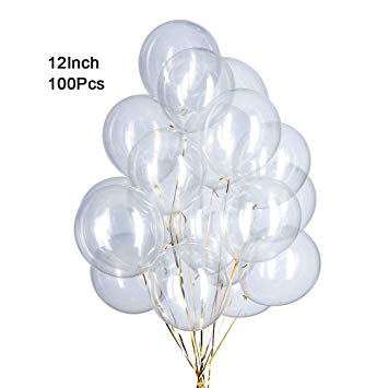 GAKA 12 inch Clear Balloons Transparent Balloons Helium Balloons Quality Clear Latex Balloons Party Decorations Supplies Pack of 100,3.2g/pcs