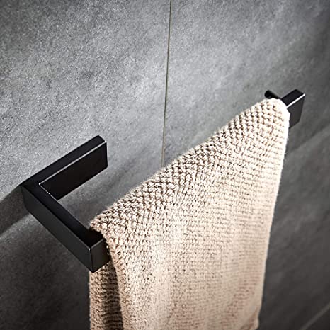 YJ YANJUN Modern Hand Towel Holder Wall Mounted Stainless Steel Towel Ring for Bathroom Matte Black
