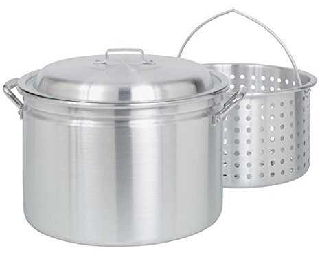 Bayou Classic 4024 24-Quart All Purpose Aluminum Stockpot with Steam and Boil Basket
