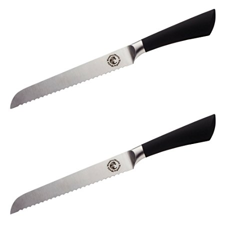 Serrated Bread Knife - Cake Knife - Ultimate Kitchen Tool for All Types of Bread, Birthday and Wedding Cakes - Premium 8” Stainless Steel Blade Knives with Comfortable Ergonomic Rubber Handle (2-pack)