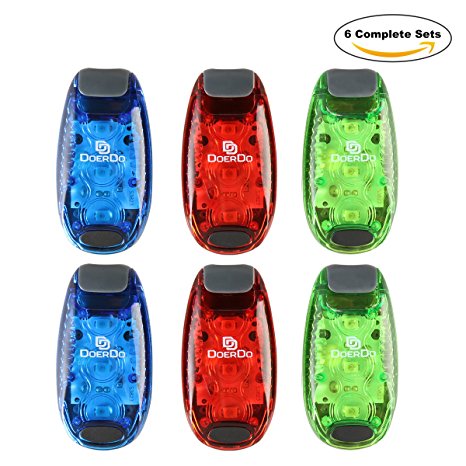 LED Safety Light With FREE Bonuses, DoerDo Clip High LED Visibility Light For Running, Walking, Jogging, Cycling, Reflective Gear For Kids, Dogs, Bike Tail light, Outdoors Activity (3 LED 6-pack)