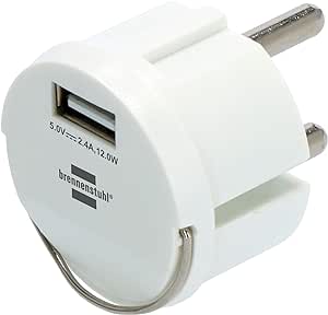 Brennenstuhl USB Steckdosenadapter (USB Ladegerät zum Einstecken in ein Steckdosennest, 2,4A, kompatibel mit IP44 Steckdosen und Kabeltrommeln von Brennenstuhl, flaches Design)