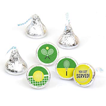 You Got Served - Tennis - Baby Shower or Tennis Ball Birthday Party Round Candy Sticker Favors - Labels Fit Hershey’s Kisses (1 Sheet of 108)