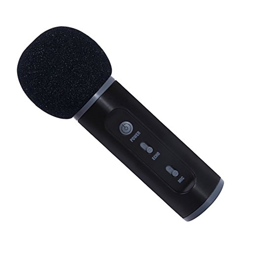 Karaoke Microphone Small and Portable (No Built-in Speaker) with Bluetooth Technology for iPhone Smartphones or Tablets (Plug in Headset IMPORTANT)
