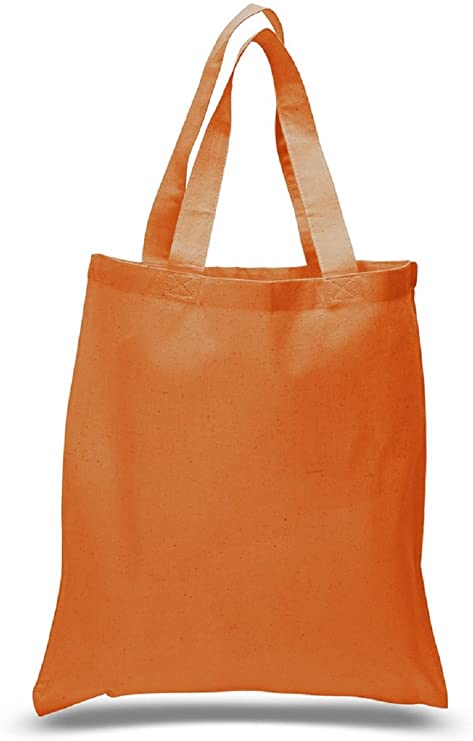 Durable 100% Cotton Tote Bag Reusable Shopping Swag Art Craft Blank Tote Bag (Orange)