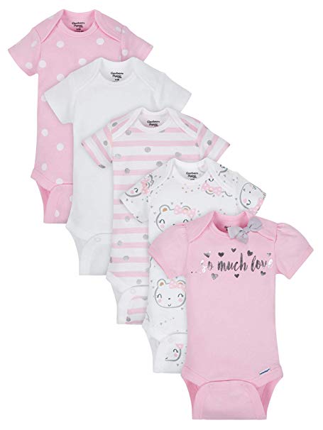 Gerber Baby Girls' 5-Pack Variety Onesies Bodysuits