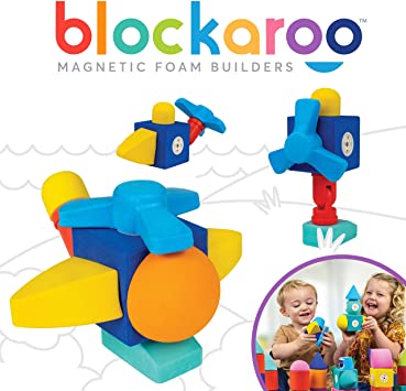 Blockaroo Magnetic Foam Building Blocks - STEM Construction Toy for Girls & Boys, Soft Foam Blocks Develop Early Learning Skills, the Ultimate Bath Toys for Toddlers & Kids - Helicopter Set