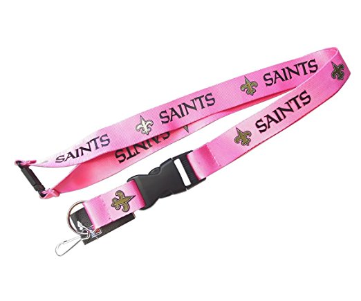 NFL womens NFL Sports Team Logo Keychain Id Holder Clip Lanyard Pink