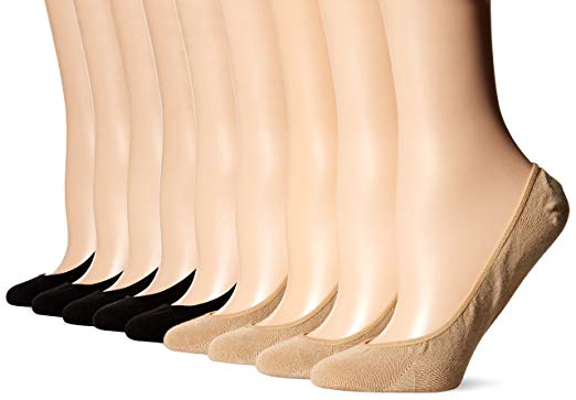 HUE Women's Classic Low Cut Liner Socks with Silicone Tab-8 Pair Pack