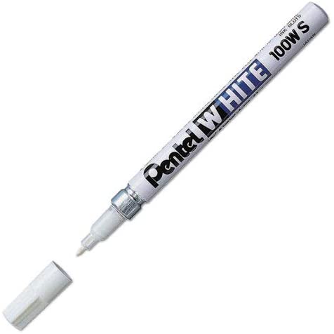 Pentel Products - Pentel - Permanent Marker, Fine Point, White - Sold As 1 Each - Make your message stand out on dark surfaces. - Marks on nearly every surface including metal, glass, plastic, rubber and most nonporous surfaces. - Indelible and quick drying.