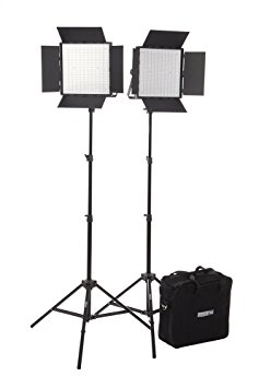 StudioPRO Double S-600D Ultra High Power 600 LED Continuous Lighting Panel & Light Stand, Carrying Case & Barndoor Kit - Full Spectrum (Photography, Video & Film Production Studio Essentials)