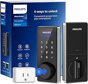 Philips WiFi Smart Door Lock, Keyless Entry Door Lock with App Control,Fingerprint ID,Auto Unlock,Keypad Deadbolt with WiFi Bridge Adaptor,Smart Locks for Front Door-Satin Nickel