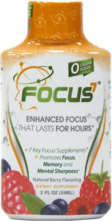 Focus7 - #1 Focus Shot: Natural Caffeine   L-Theanine   Nootropics- Supports Focus, Memory and Mental Sharpness Healthy Energy   Zero Calories - Zero Sugar - No Jitters! *Berry Flavor* (12 Count)