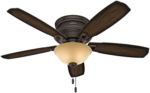 Hunter 53355 Traditional Ambrose Onyx Bengal Ceiling Fan with Light, 52"